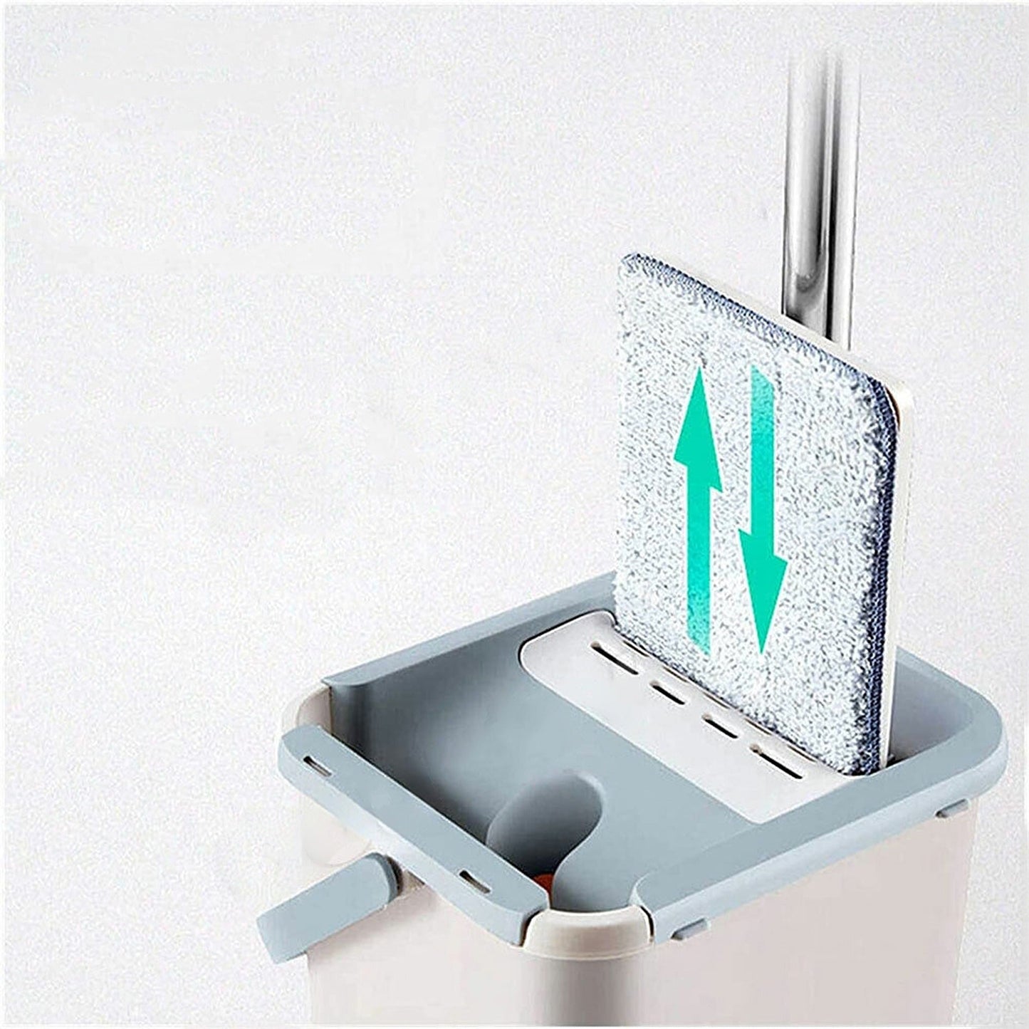 Microfiber Flat Mop and Bucket Floor Cleaner Set Wet Dry with 2 Pads