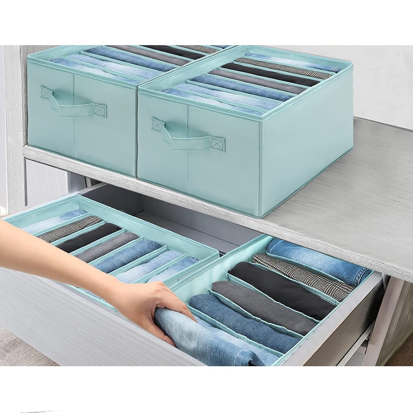 Blue Wardrobe Boxes for Clothes and Jeans Drawer Organizer