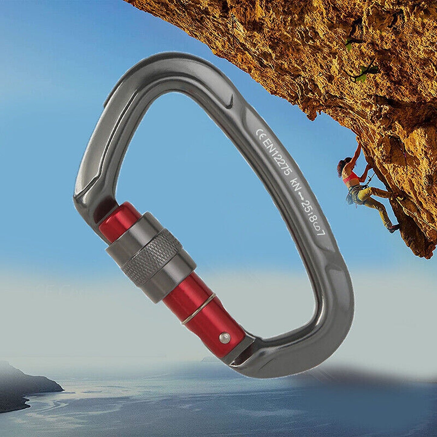 Aluminum Carabiner Clip D Ring Locking for Climbing 25KN