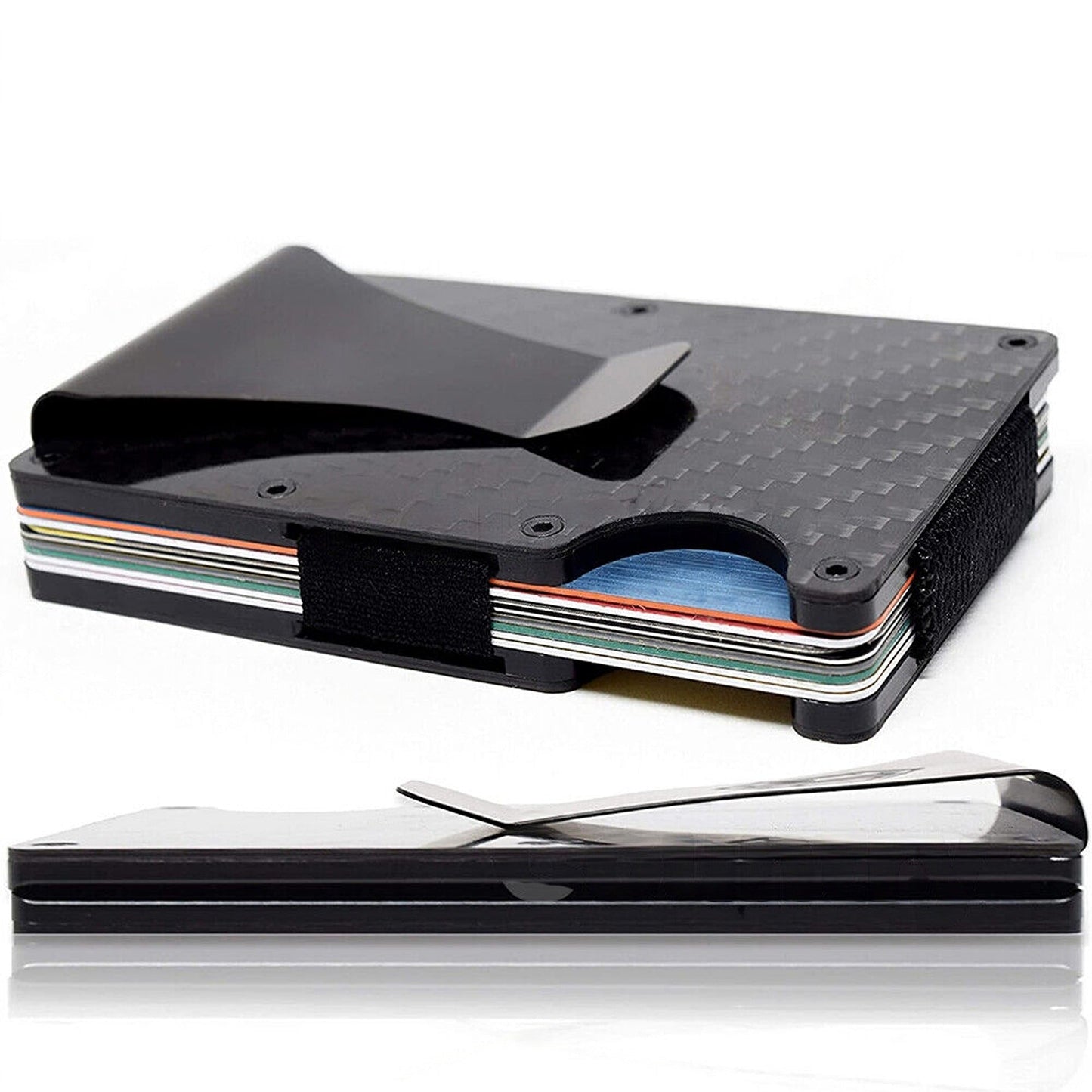 Men Slim Carbon Fiber Credit Card Holder RFID Blocking Wallet Money Clip