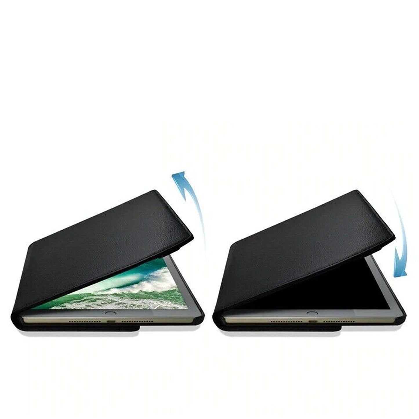 Black Leather Case with 360 Rotate Smart Cover for iPad 9 8 7 6 5 Gen Air 3 2 1 Pro 10.5