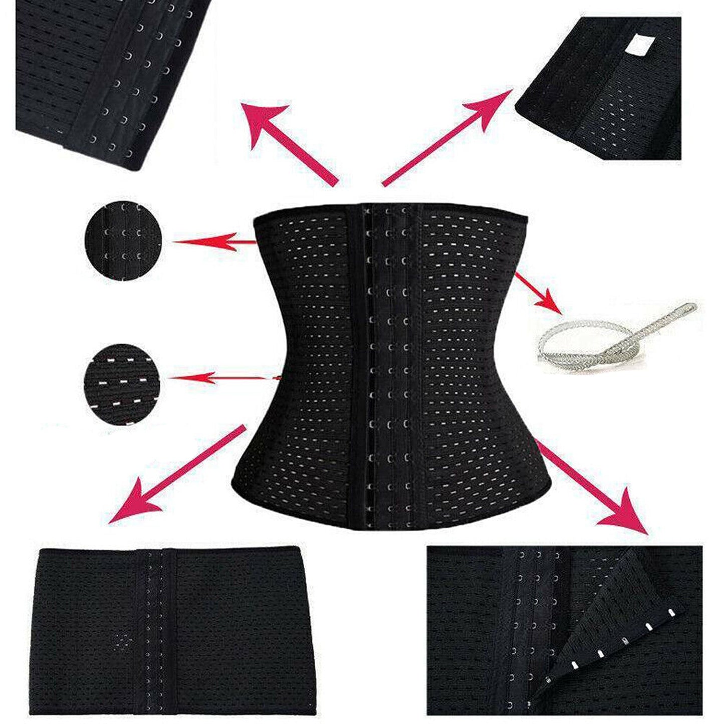 Black Underbust Corset Waist Cincher for Women Body Shaper Tummy Girdle