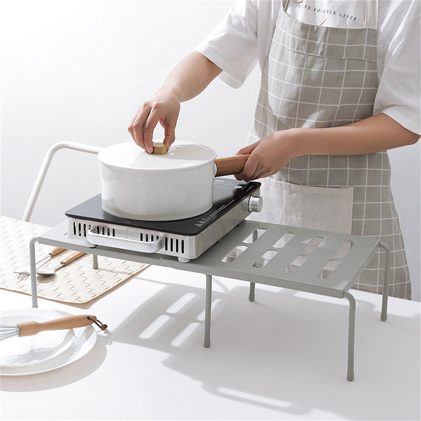 Adjustable Kitchen Cupboard Storage Organizer Pantry Shelf Holder