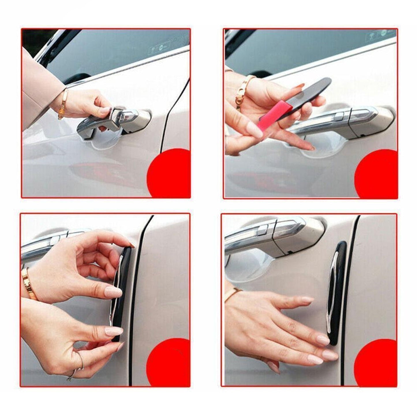 4pcs Car Door Edge Scratch Protection Universal Anti-collision Strip Black
