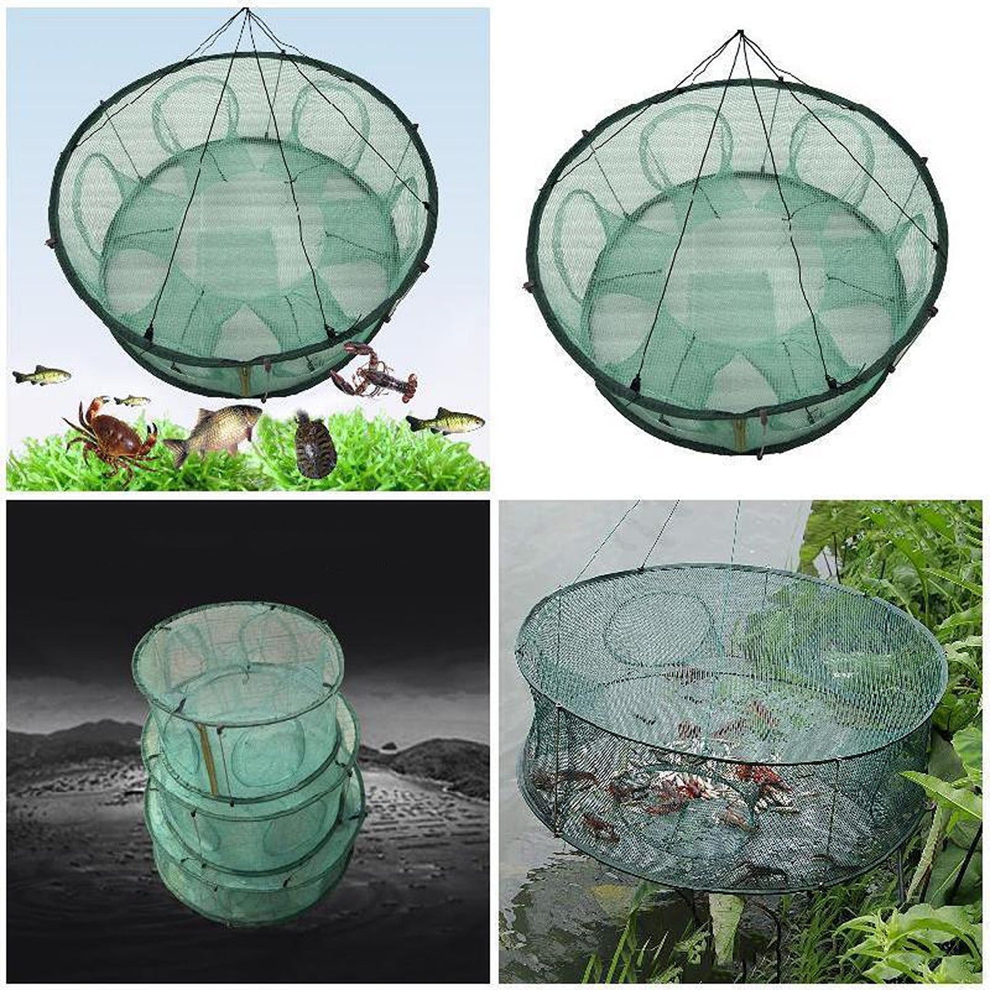 Large Foldable Fishing Net Portable Trap for Fish Crab and Shrimp