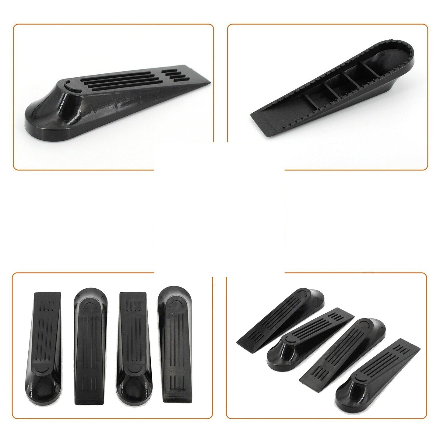 4pcs Non-Slip Thick Plastic Door Wedge Door Stoppers in Black