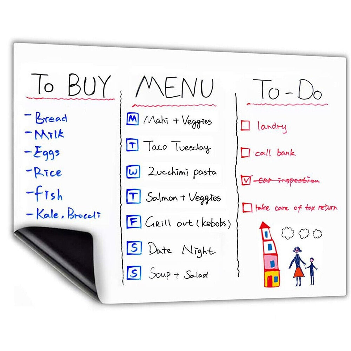 Magnetic Whiteboard for Fridge A3 Size Includes Markers and Eraser