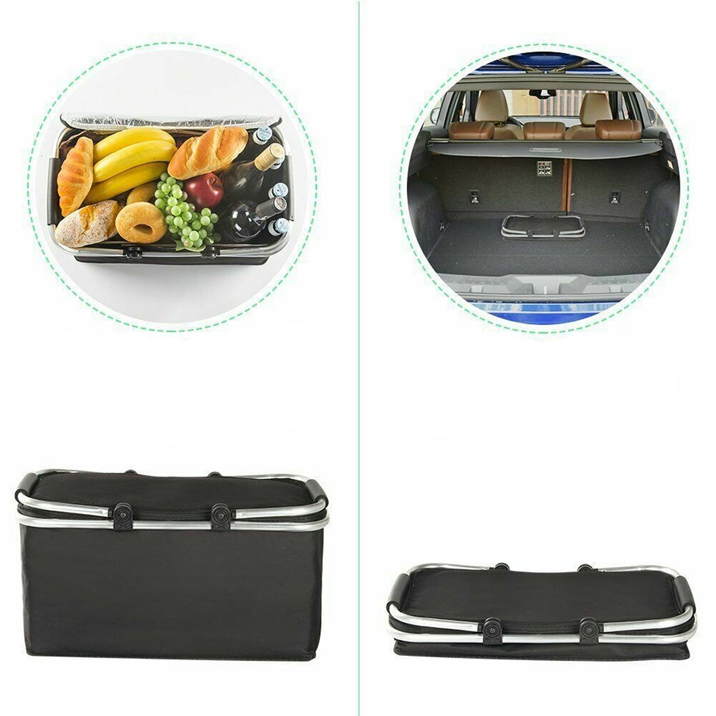 Foldable Insulated Picnic Basket Outdoor Cooler Bag Tote