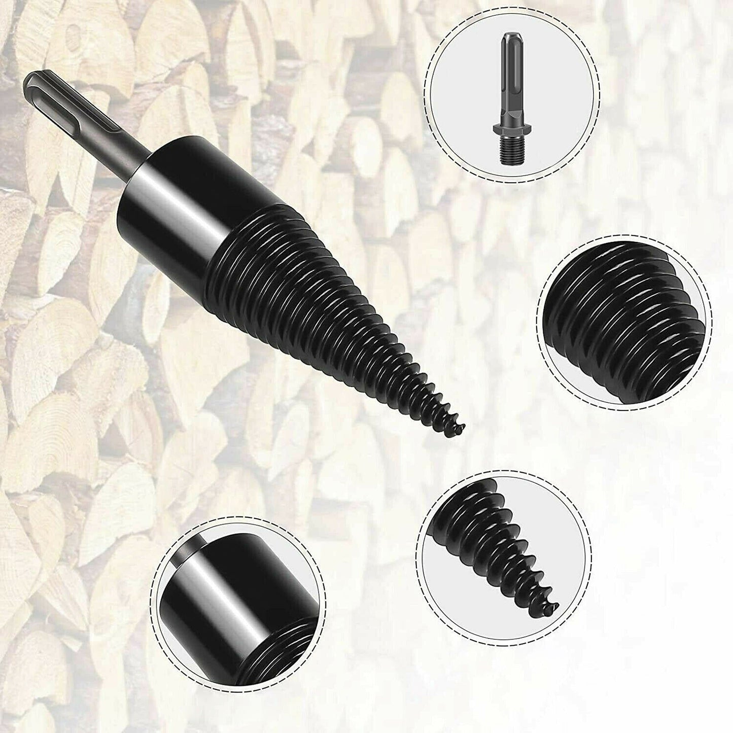 4pcs Hex Shank Firewood Drill Bit Wood Log Splitter Screw Cone