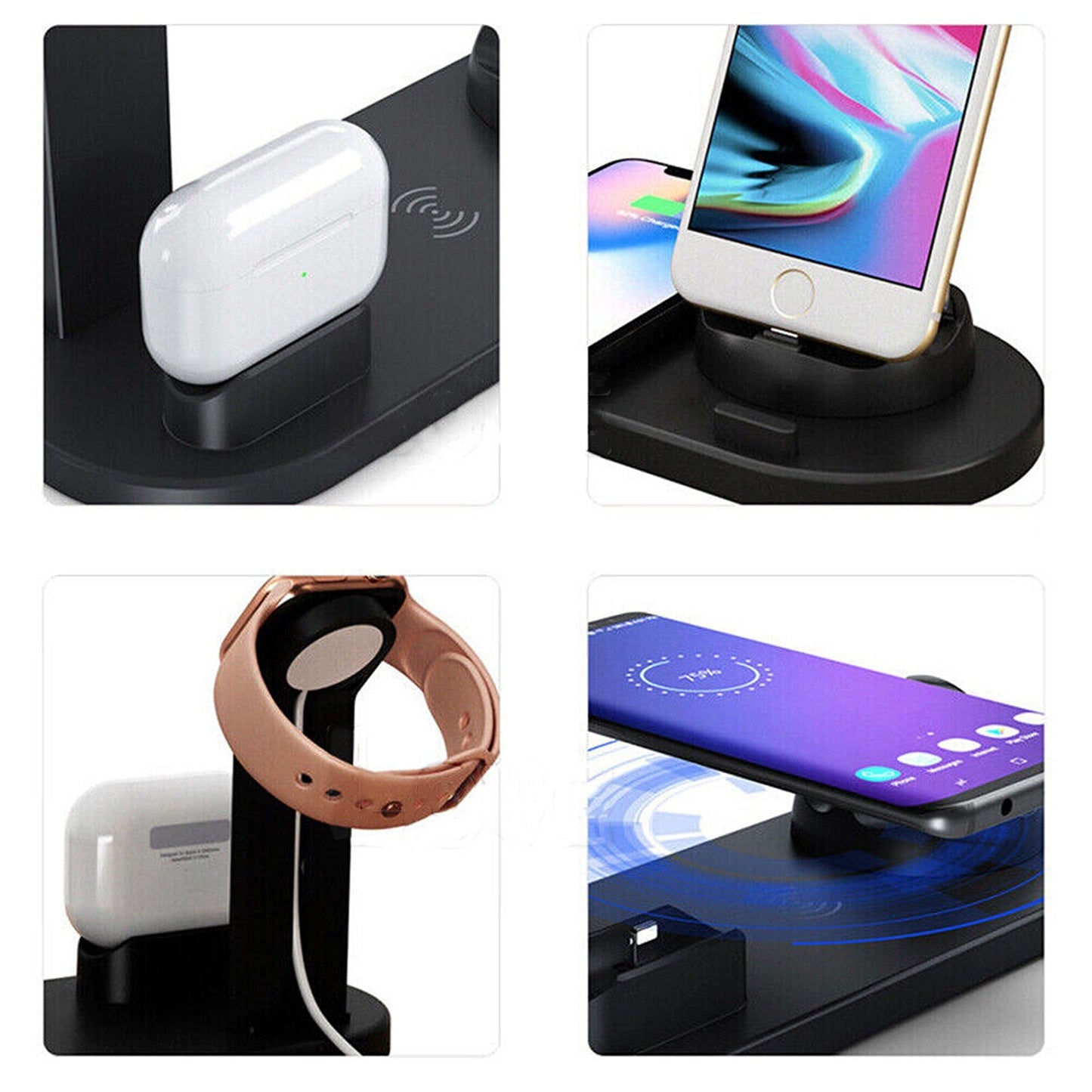 For Apple Watch iPhone 12 11 XS 8 Plus Wireless Charger Dock Charging Station 4in1