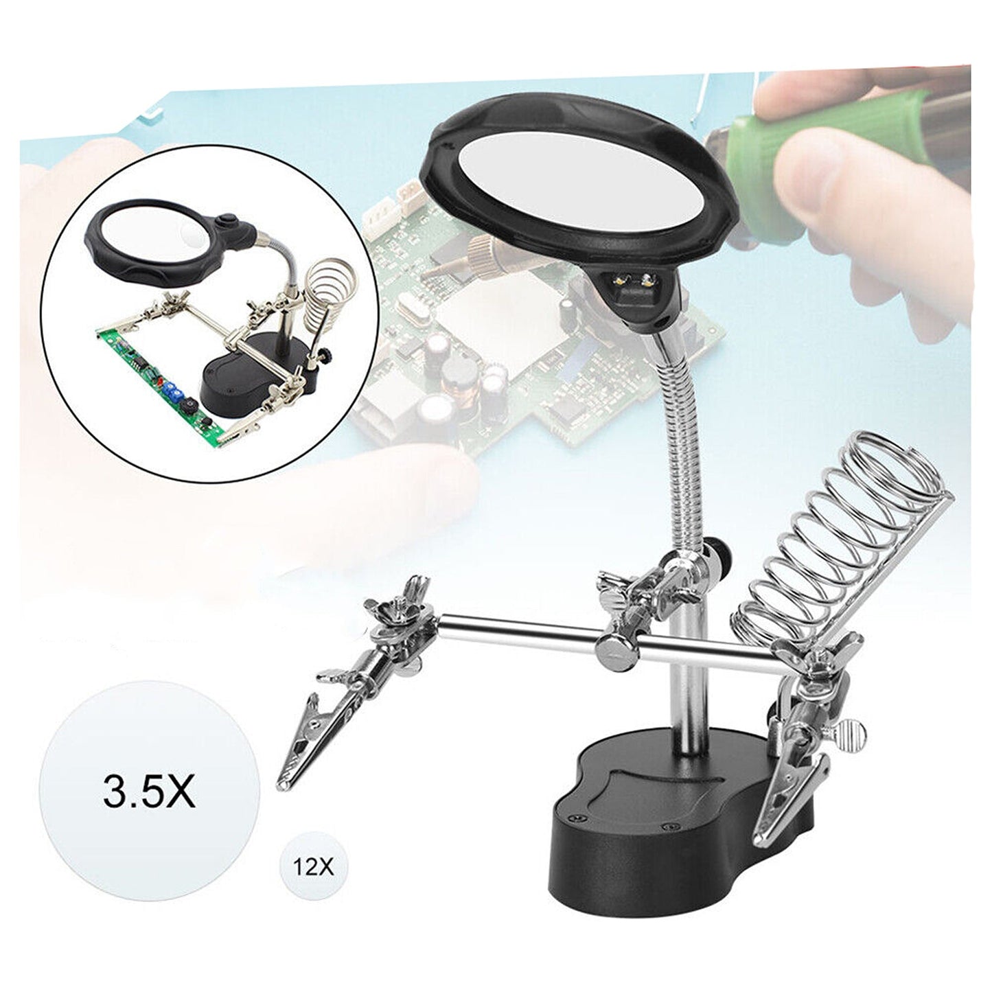 Magnifying Desk Lamp with LED Light for Precision 12X Magnifier