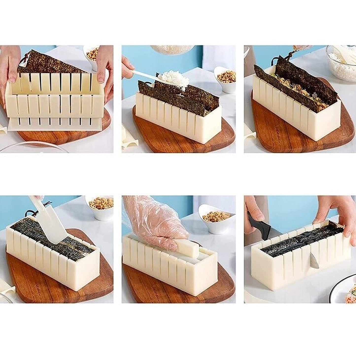 Kitchen DIY Sushi Making Kit for Beginners Rice Roller Mold Set