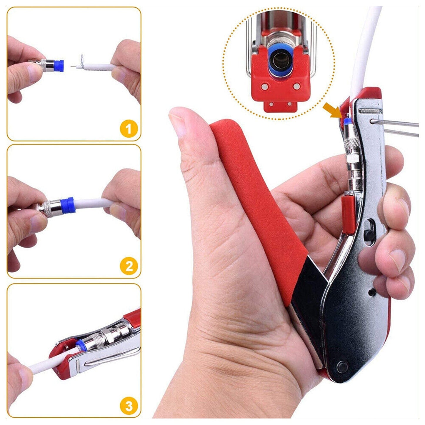 Coaxial Cable Crimping Tool Set F-Type Compression Stripper and Crimper
