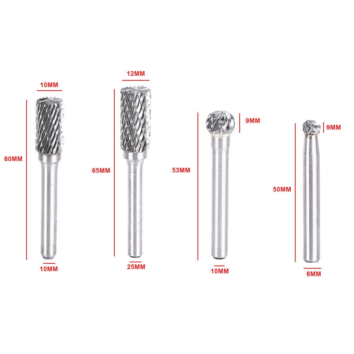 Carbide Tungsten Die Grinder Burr Set 8-Piece Rotary Tools for Metal Shaping