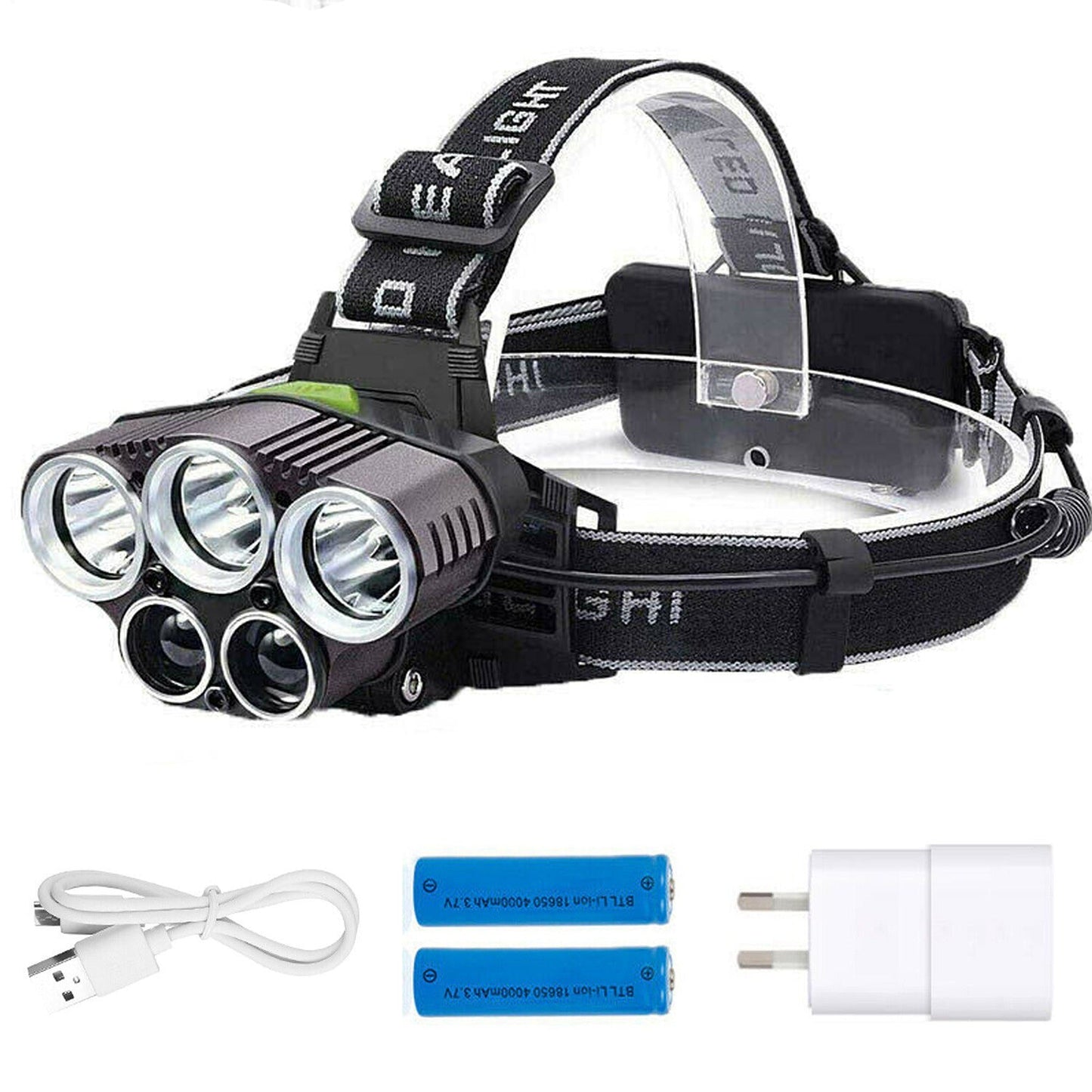 Ultra Bright Headlight Torch 5 Modes Rechargeable Flashlight 90000LM