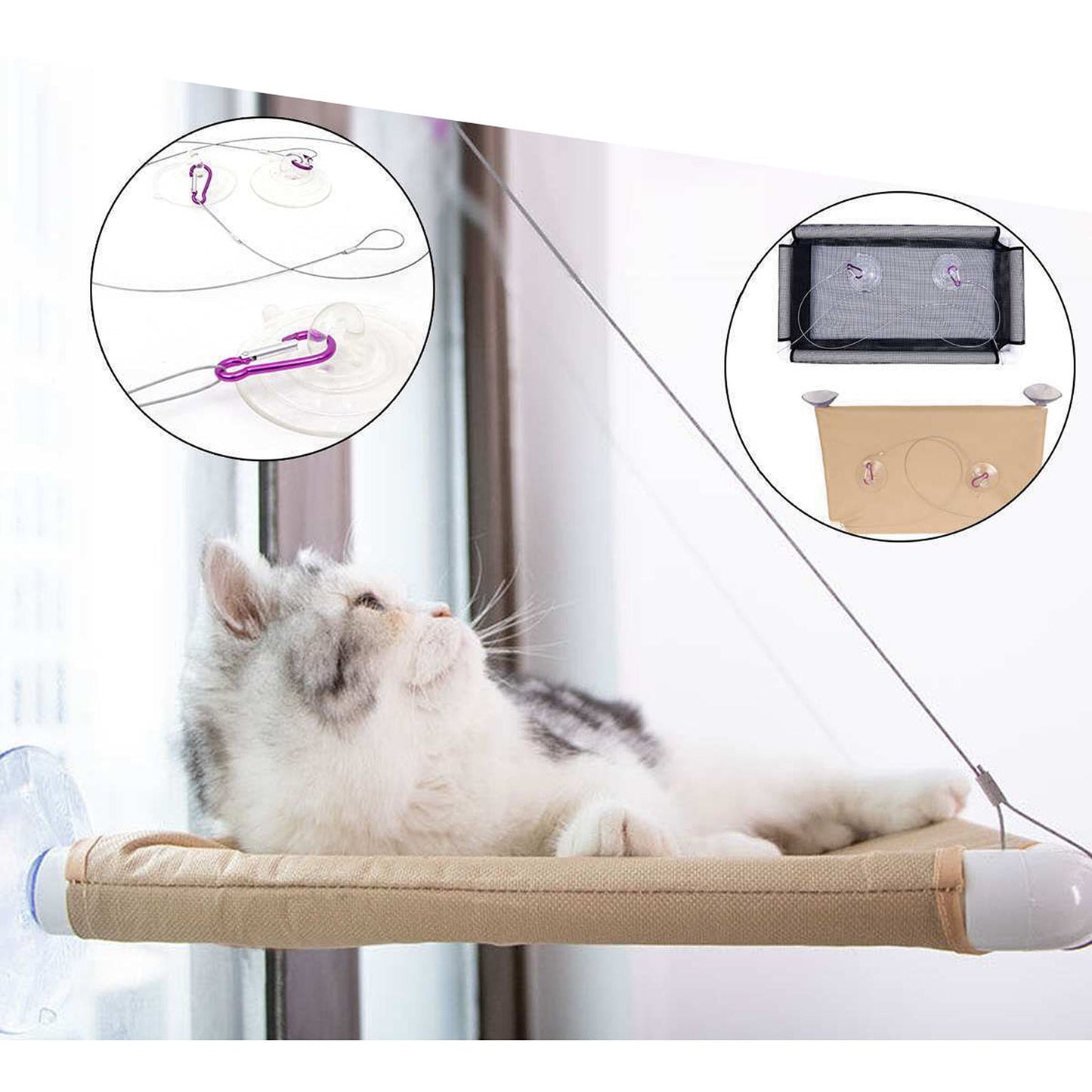 Cat Window Perch Hammock Strong Suction Up to 60lbs
