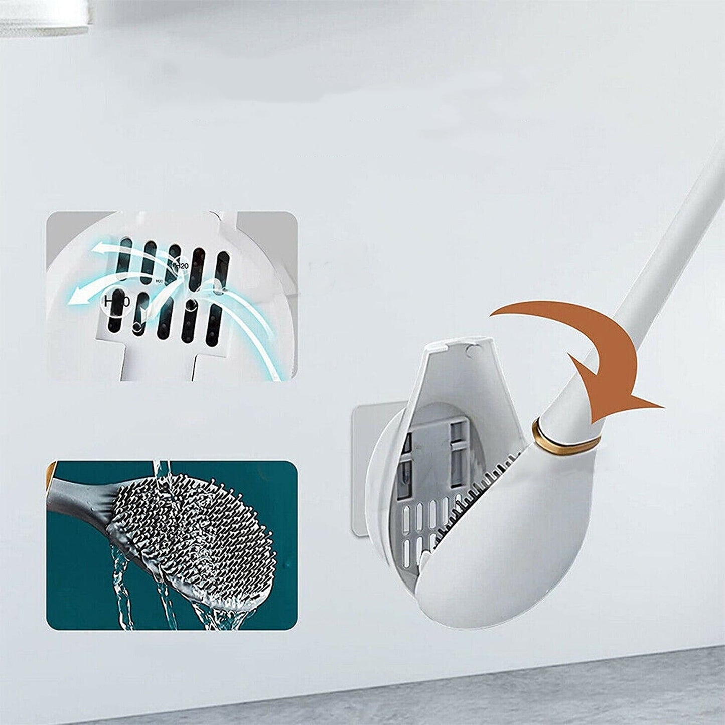 Bathroom Cleaning Set Soft Silicone Toilet Brush with Holder