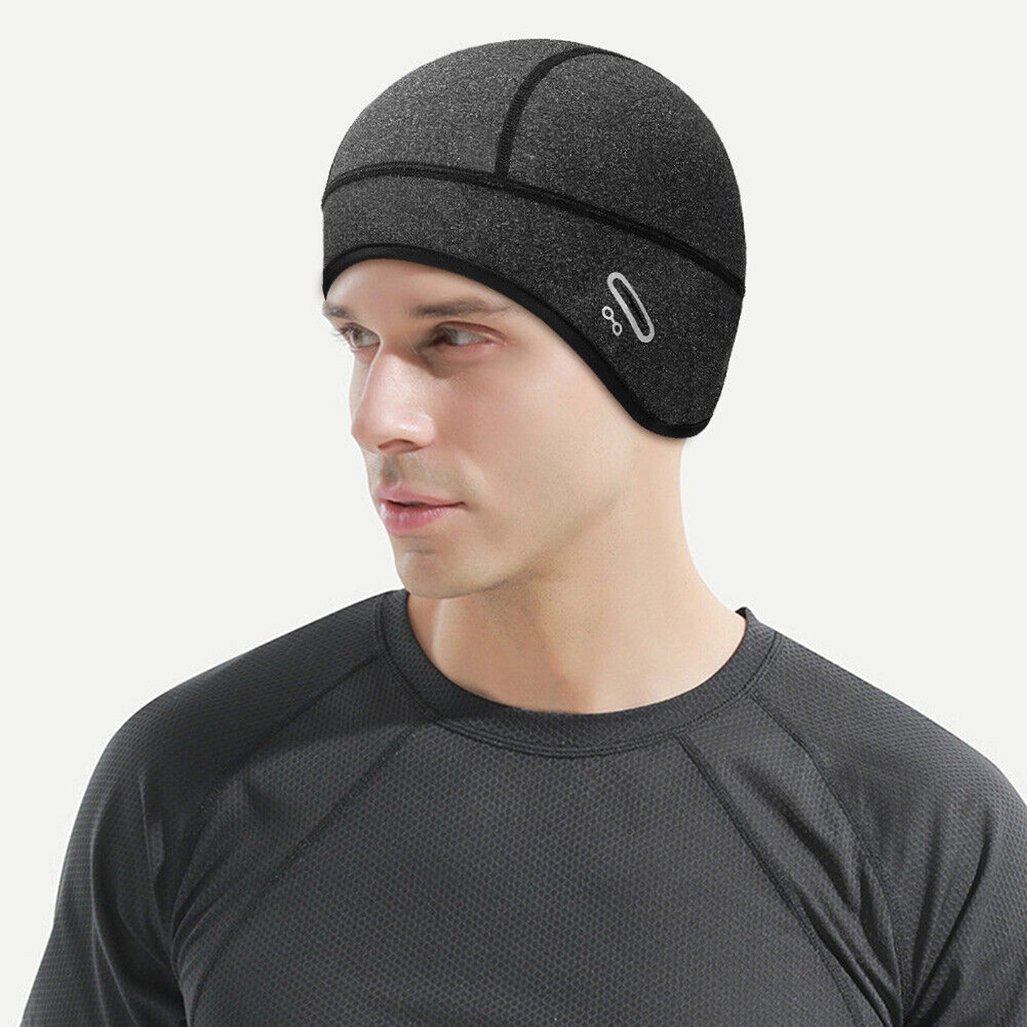 Men Fleece Ear Protection Winter Cap with Glasses Hole for Outdoor Cycling