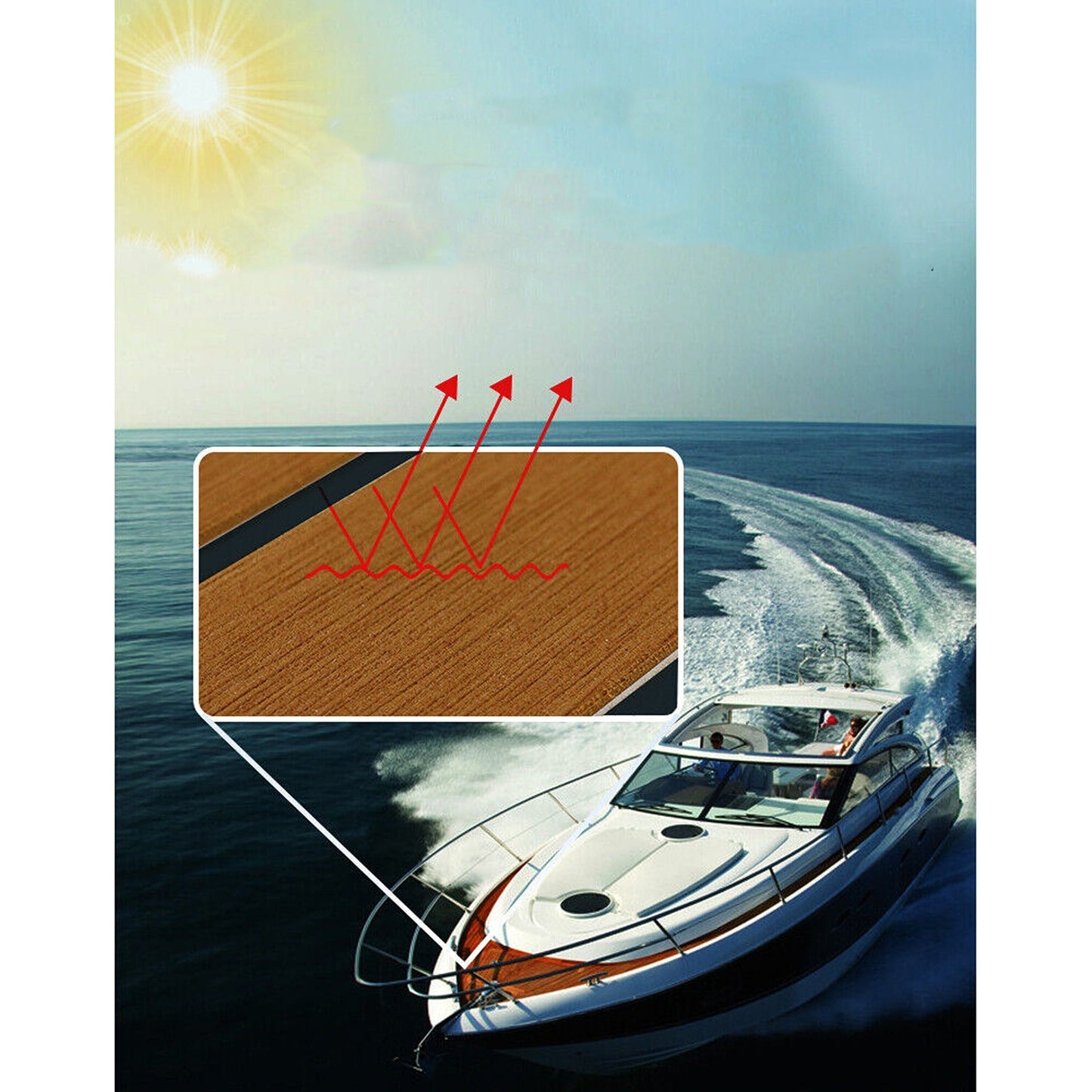 Marine Grade EVA Teak Decking Flooring Mat Brown 240 x 90 cm for Boats