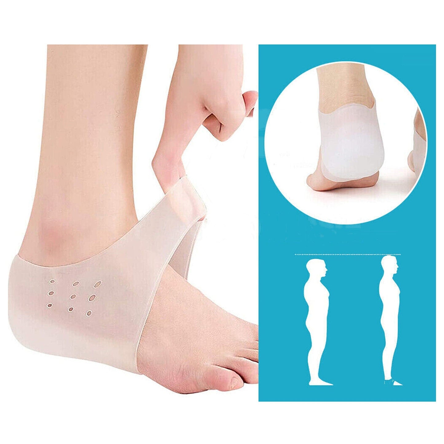 Invisible Increase Heel Pad Sock Liners for Height Lift