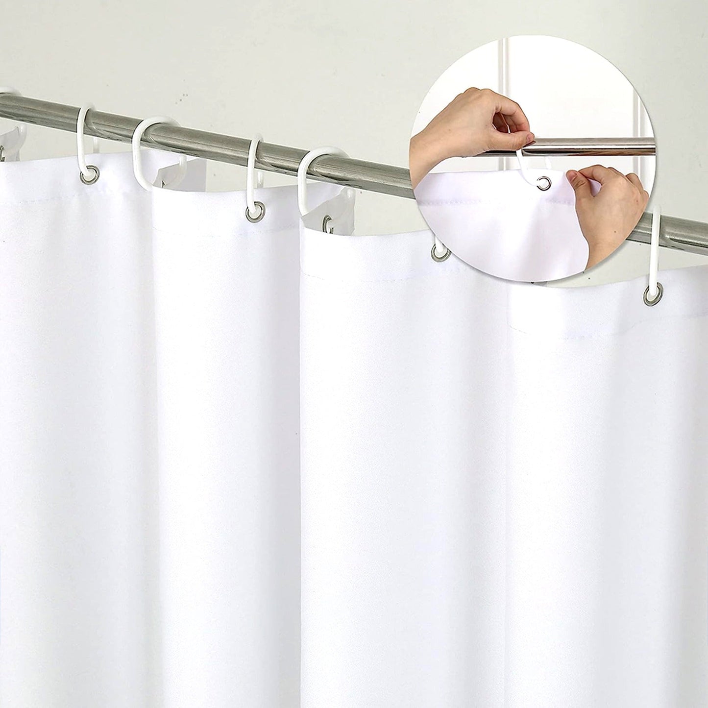 Waterproof Shower Curtain with Hooks and Weighted Hem 180x200cm