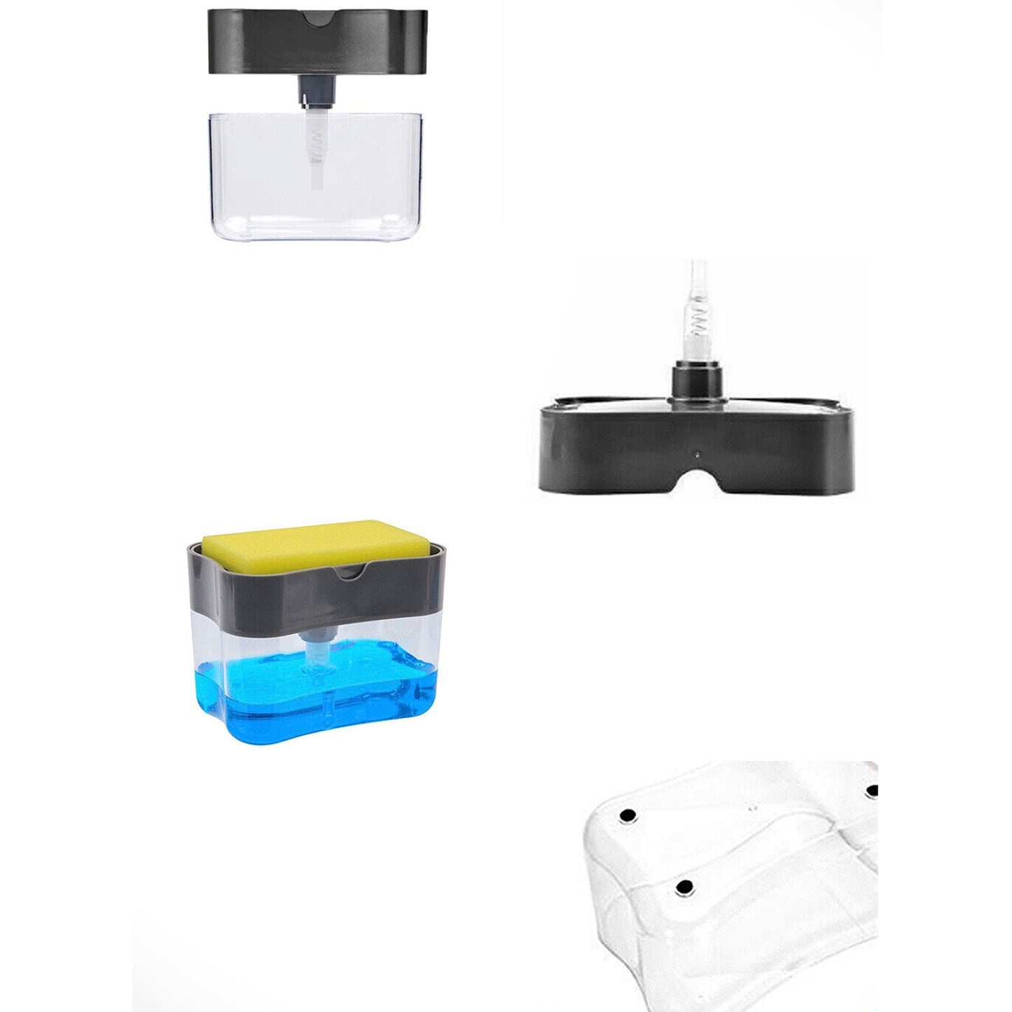 2-in-1 Soap Pump Dispenser with Sponge Holder Kitchen Dish Washing Liquid Container