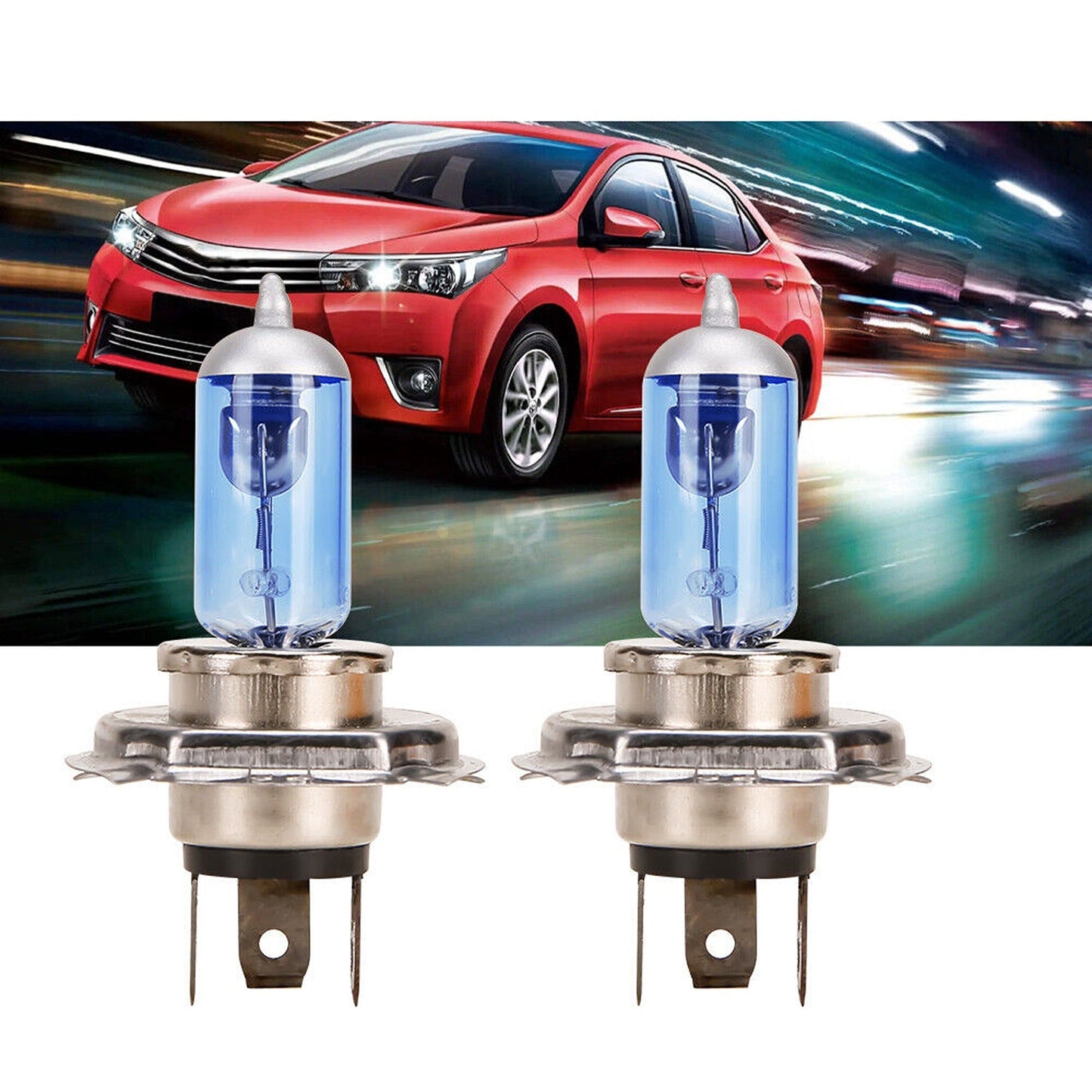 LED Headlight Globes Set 90W Warm White Bulbs for Car Accessories H4