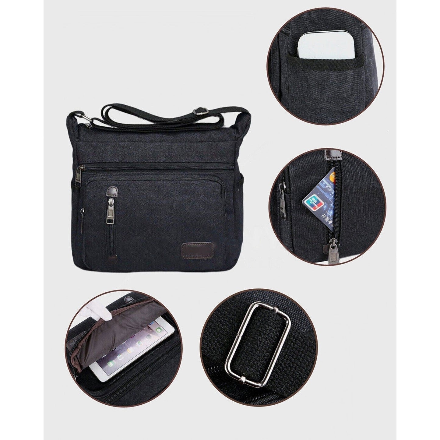 Men Canvas Messenger Bag Retro Shoulder Crossbody Satchel Travel