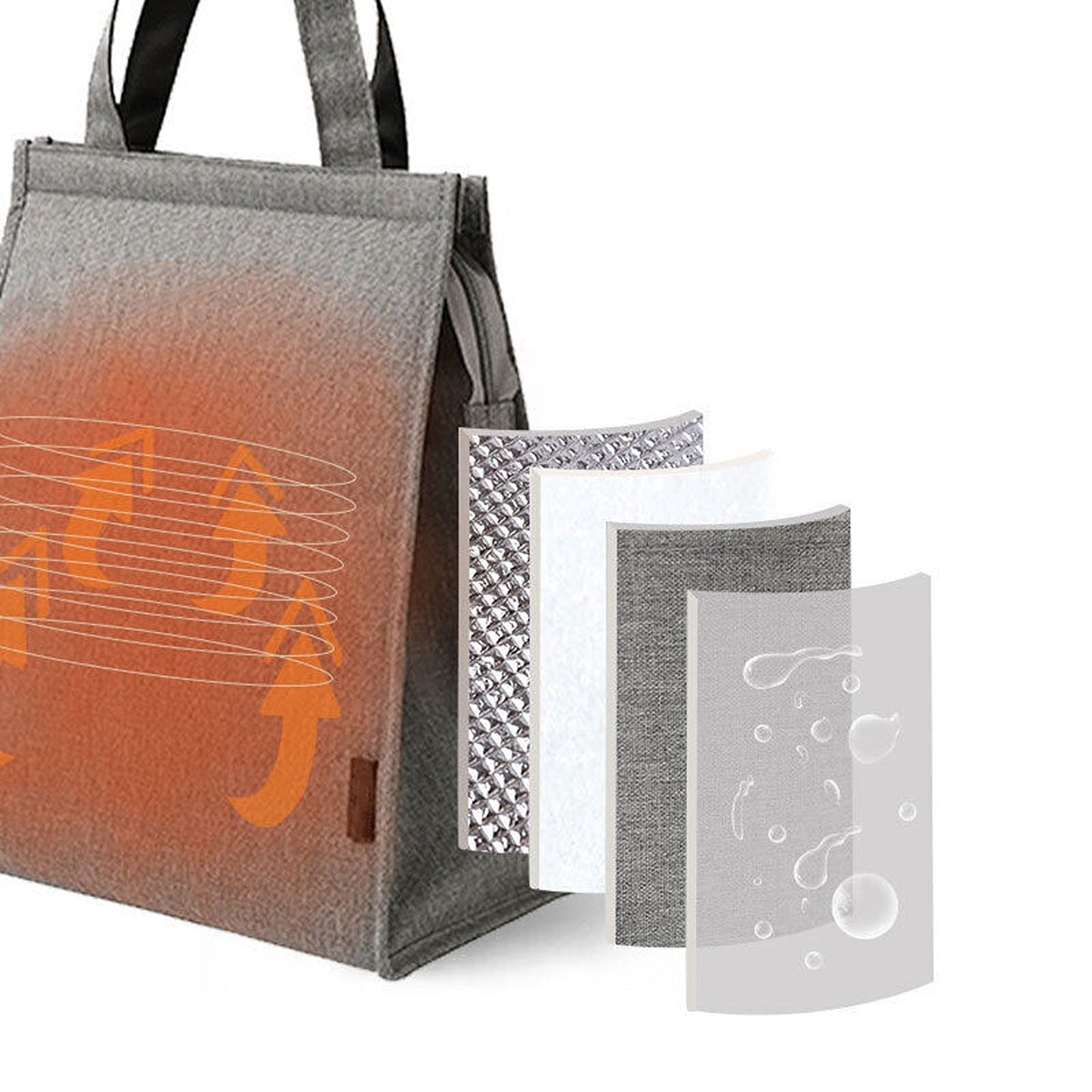 Grey Insulated Lunch Bag Thermal Bento Box Carrier for Work and Office