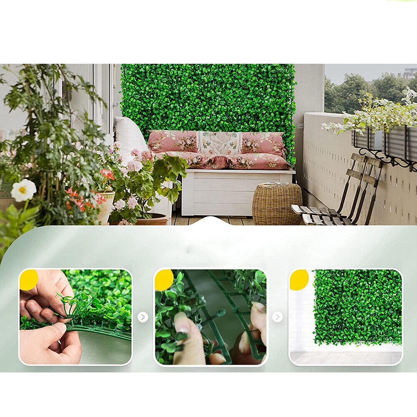 Artificial Plant Grass Vertical Wall Panels Fake Ivy Mat Foliage Garden