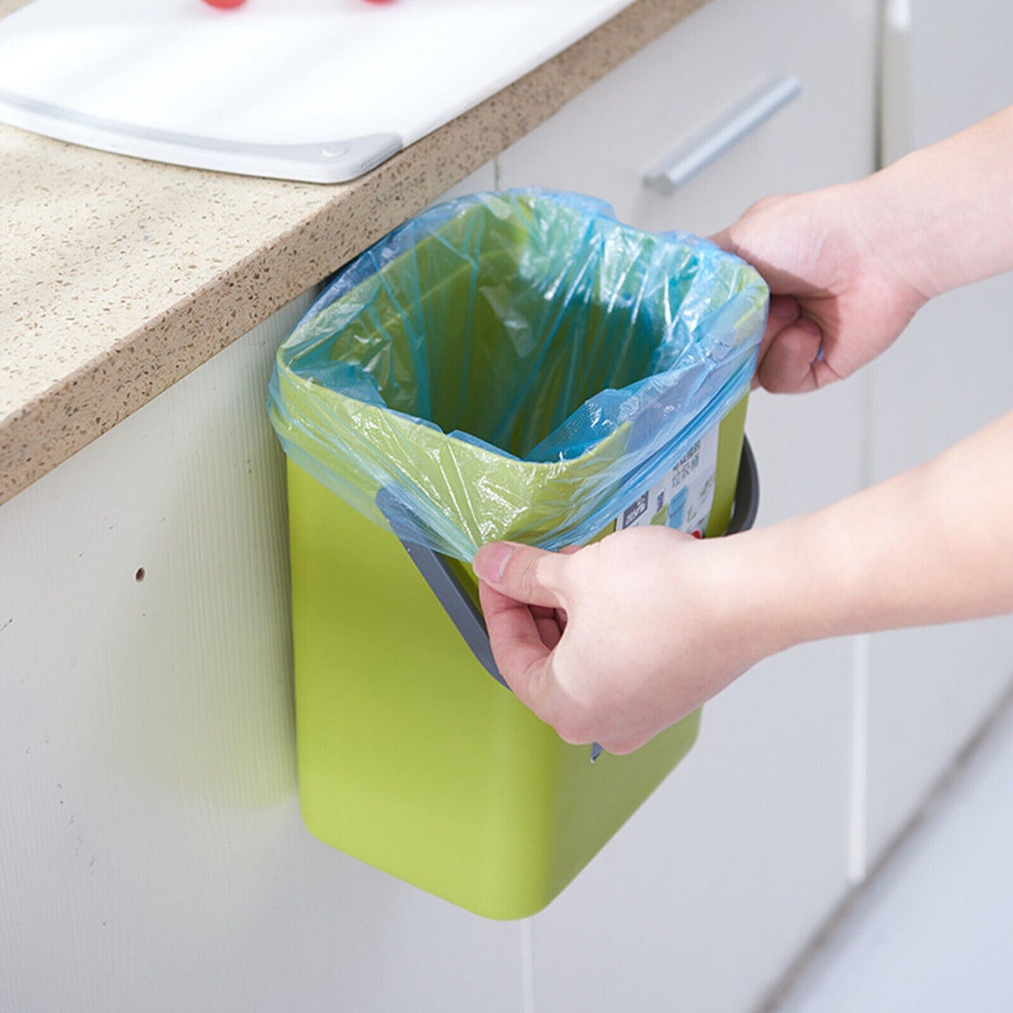 Wall Mounted Cupboard Door Trash Can with Push Top Lid