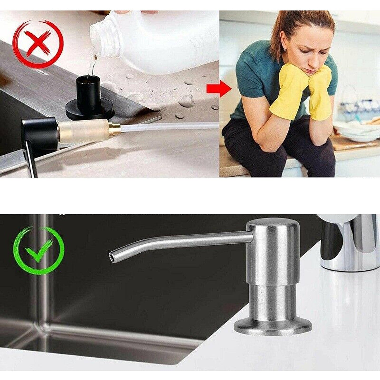 Kitchen Sink Soap Dispenser with Extension Tube Kit for Hand Pumps