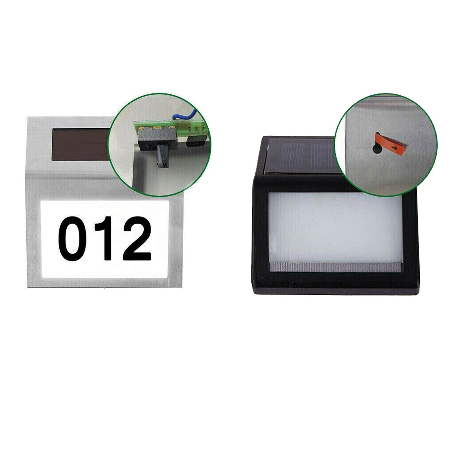 LED Solar Powered Address Sign House Number Light Stainless Steel