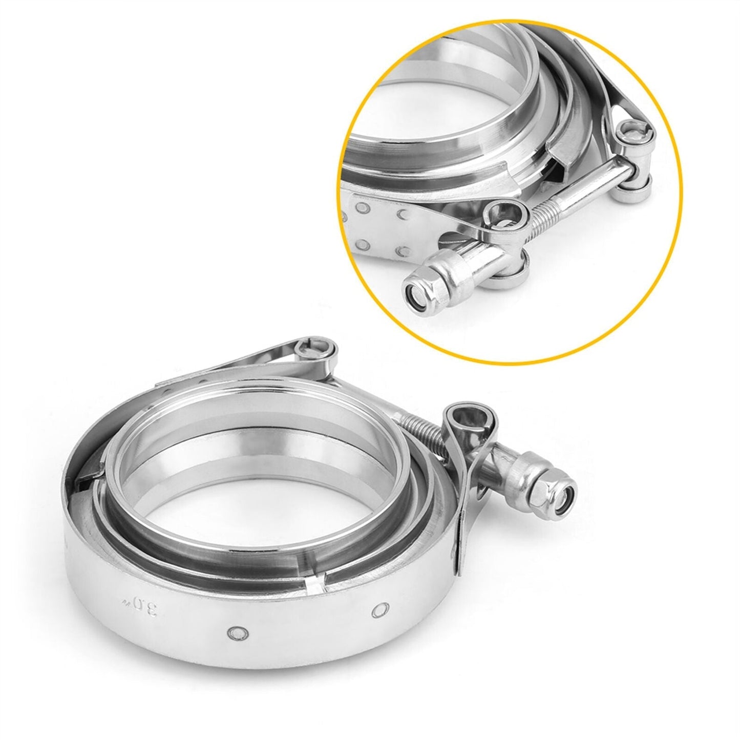 2pcs Stainless Steel Exhaust Pipe V-Band Clamp and Flange Set
