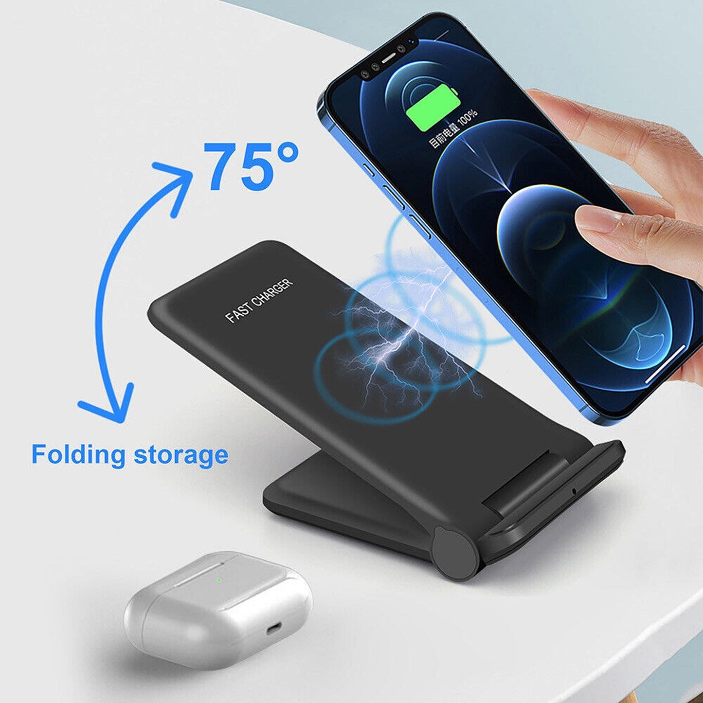 30W Fast Wireless Charger Stand Compatible with iPhone and Samsung Devices