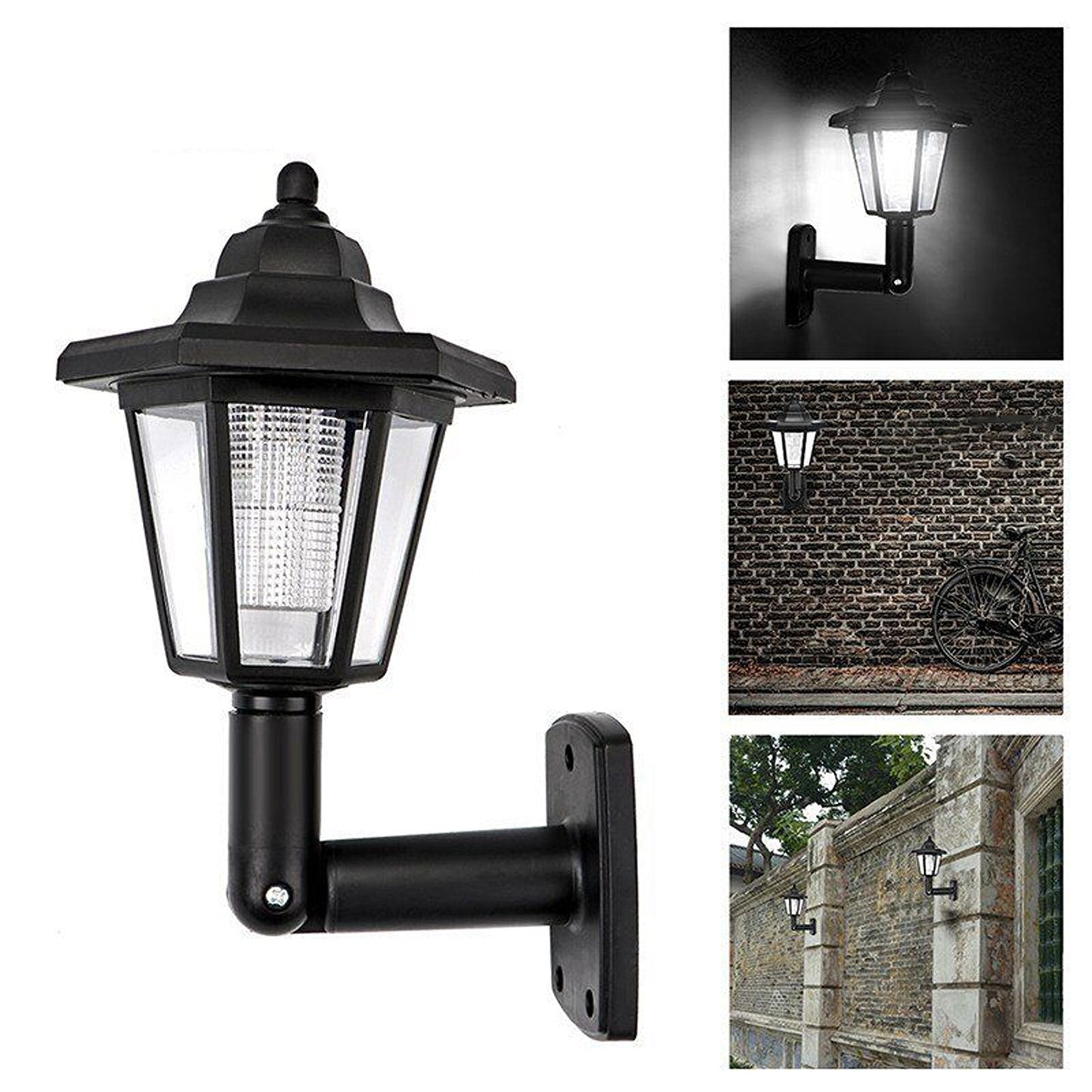 LED Lantern Solar Powered Wall Lights for Outdoor Landscape and Garden