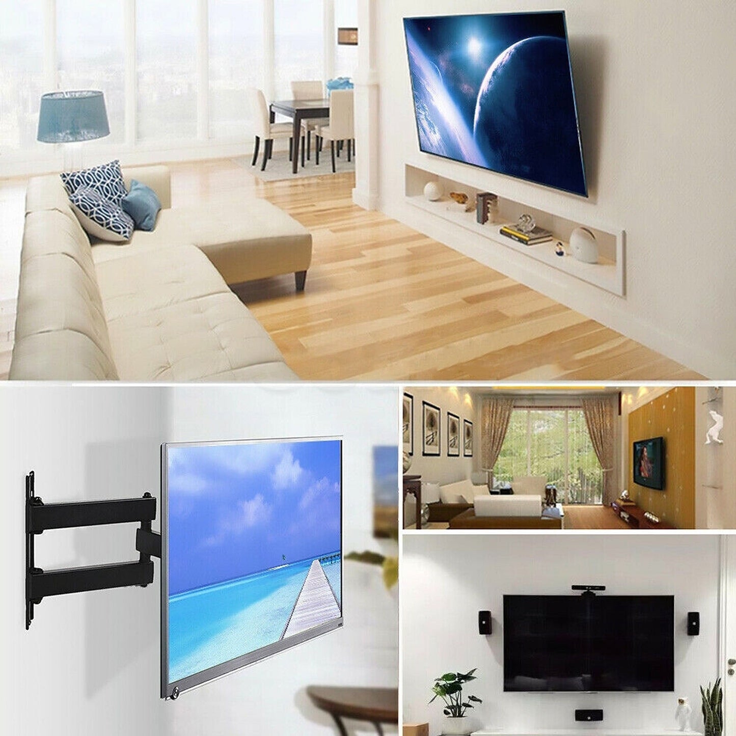 LED LCD Full Motion TV Wall Bracket Swivel Tilt Mount 32-55 Inch