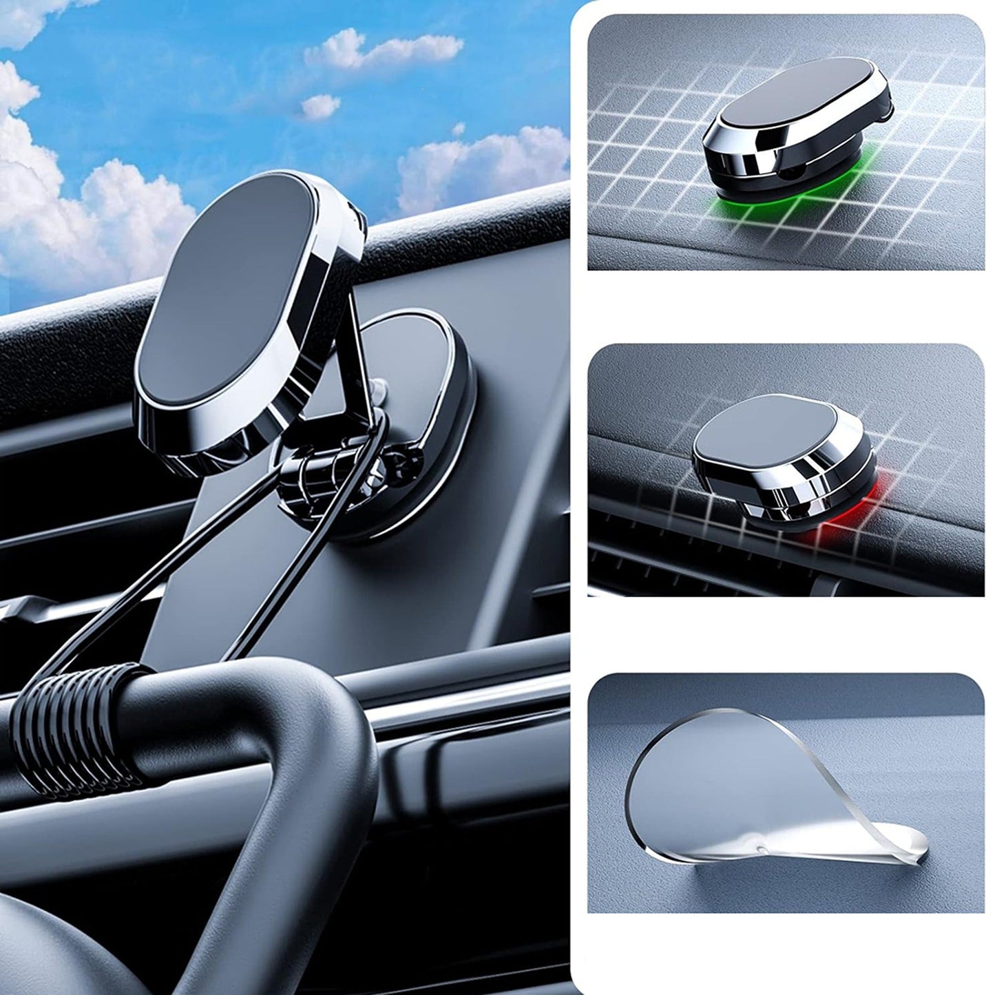 Magnetic Phone Holder Metal Folding Mount Cell Car GPS Stand