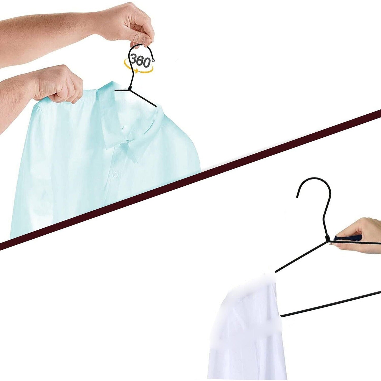 30pcs Heavy Duty Black Metal Wire Clothes Hangers for Suits and Coats