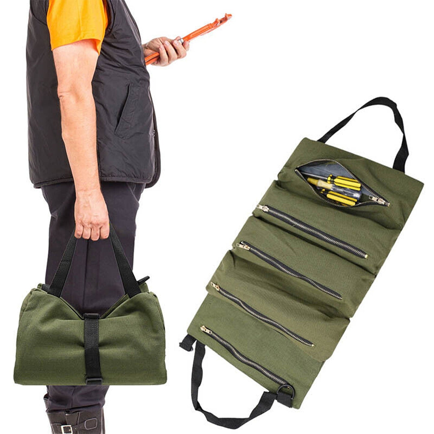 Super Big Canvas Tool Roll Large Organizer Bag for Wrench