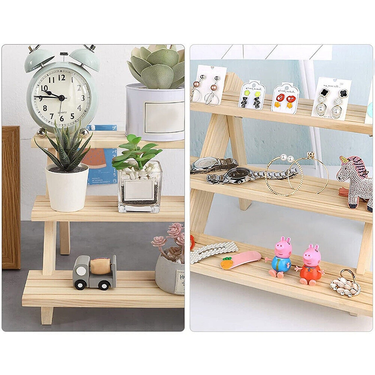 Jewelry Organizer Multi-Tier Wooden Earring and Watch Stand
