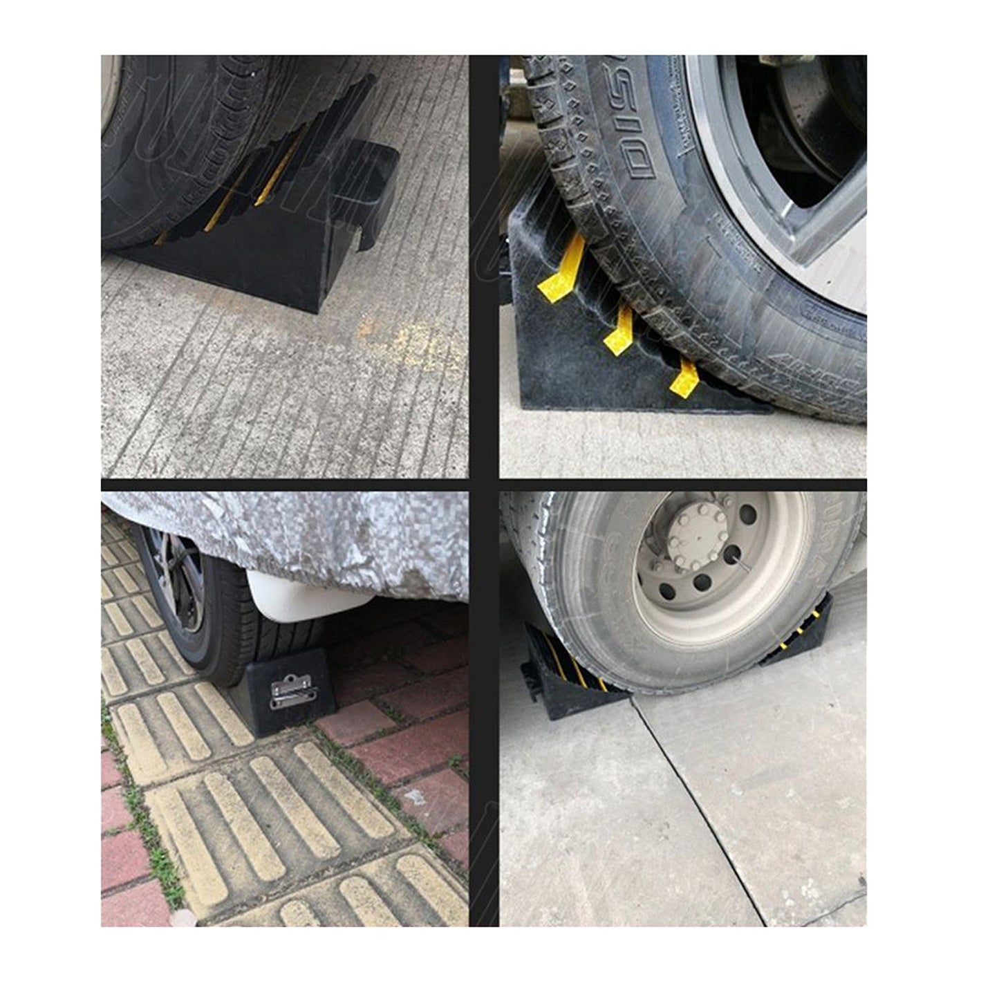 2pcs Rubber Wheel Chocks with Handle for Trucks Trailers Boats