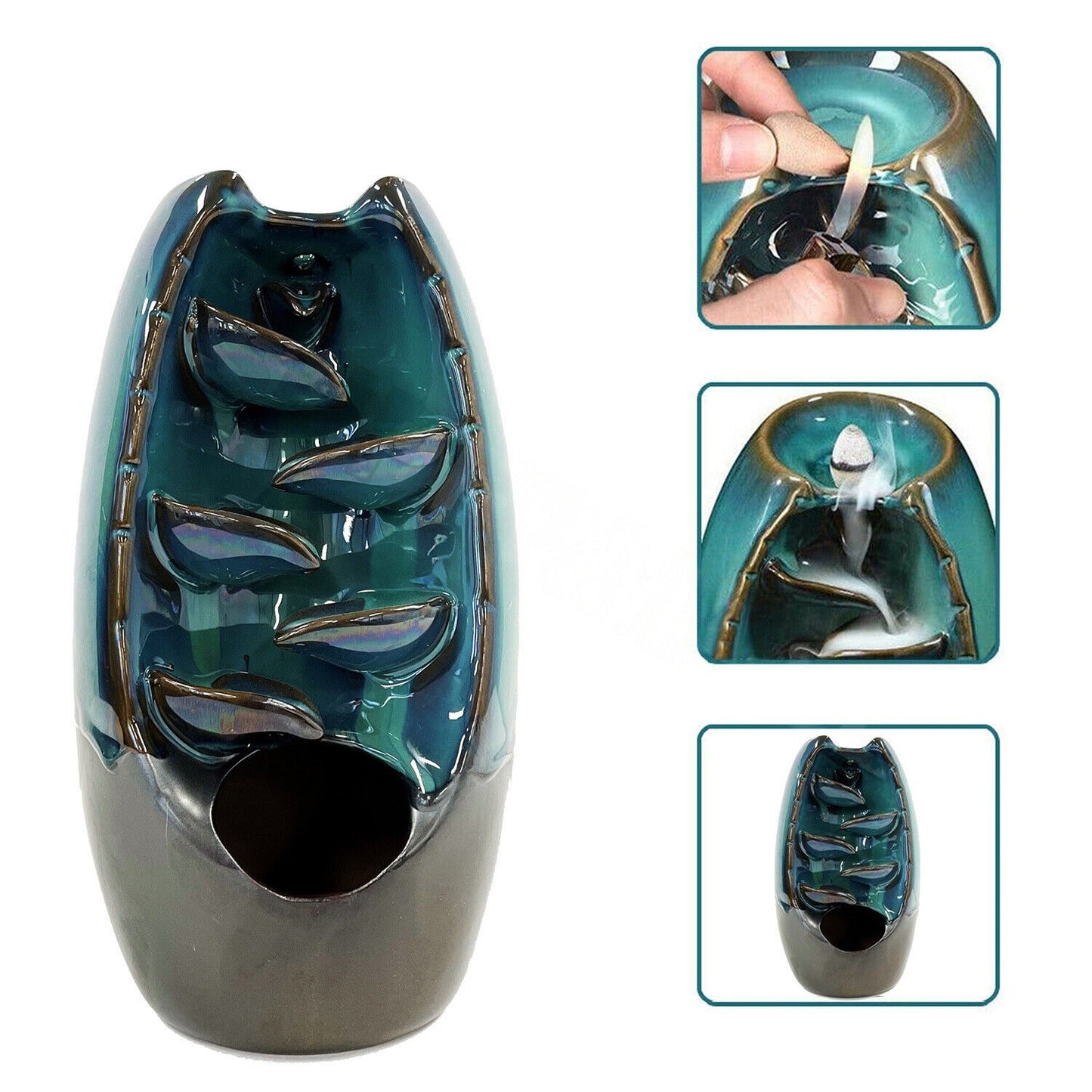 Mountain Waterfall Smoke Backflow Incense Burner with 100 Cones