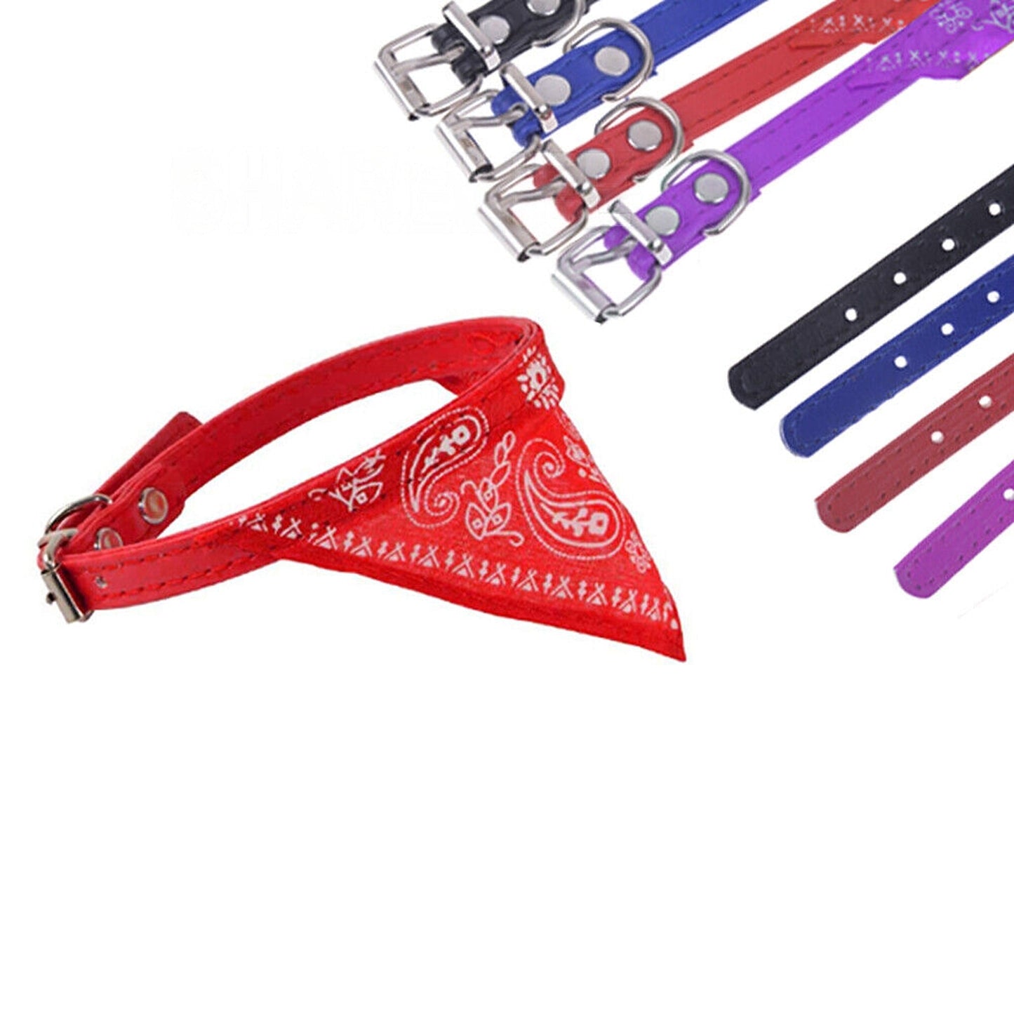 Cute Bandana Collar for Pets Adjustable Leather Neck Scarf