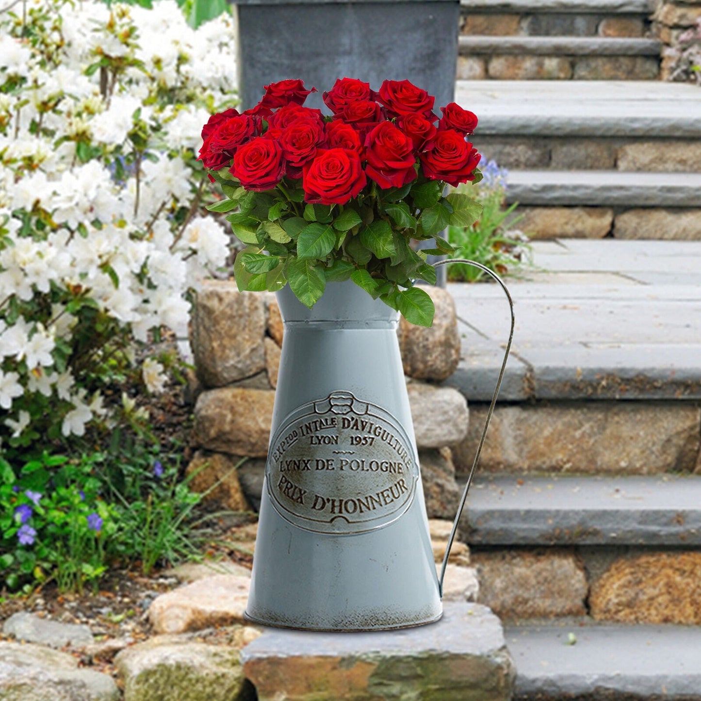 Garden Style Metal Jug Retro Chic Wedding Flower Vase Craft