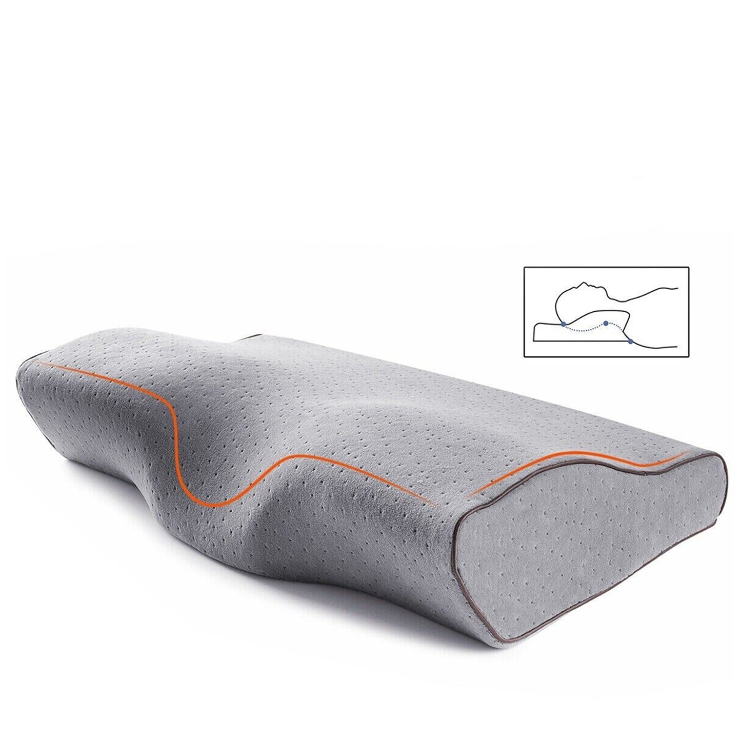 Grey Memory Foam Orthopedic Pillow Neck Shoulder Support Cushion