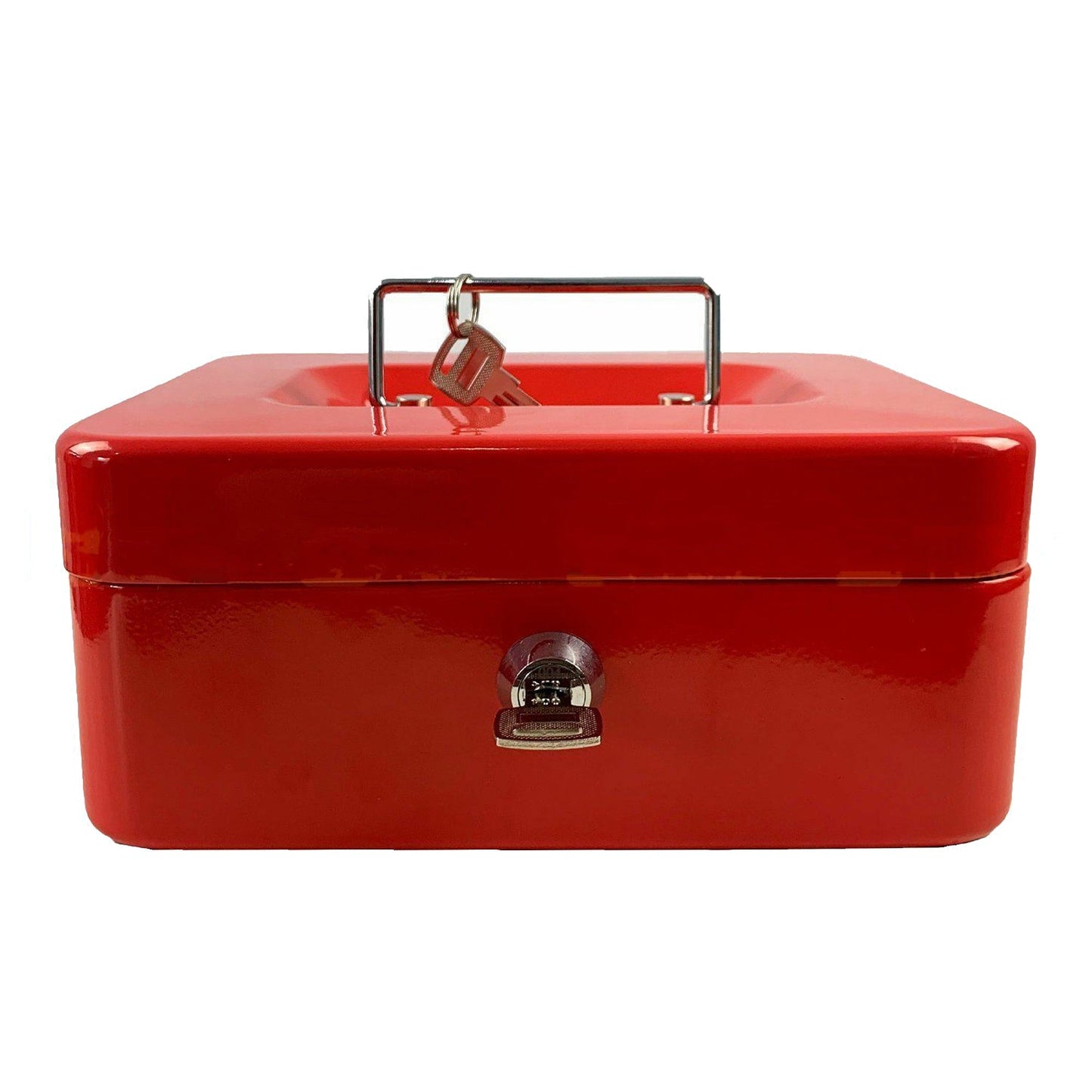 Red Portable Lockable Cash Box with Coin Slot and Key Lock