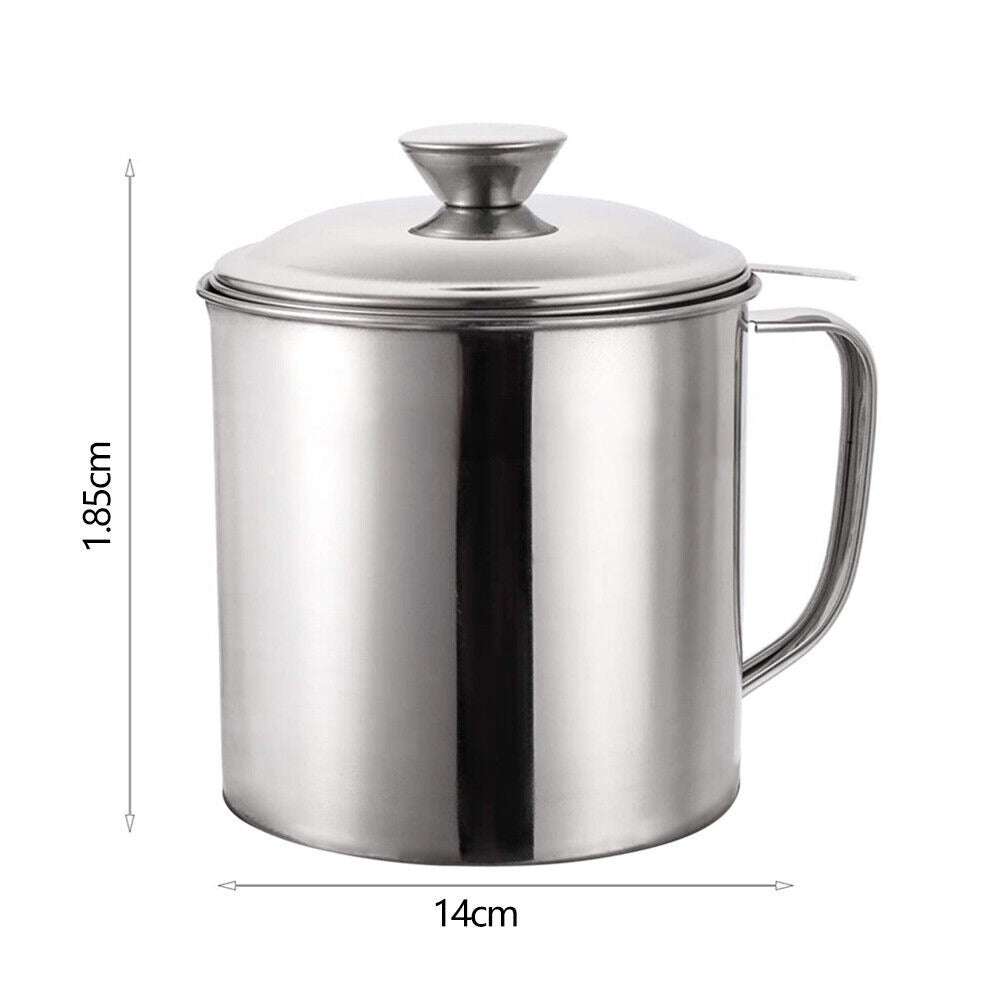 Home Cooking Oil Separator Stainless Steel Filter Pot Soup Grease Strainer