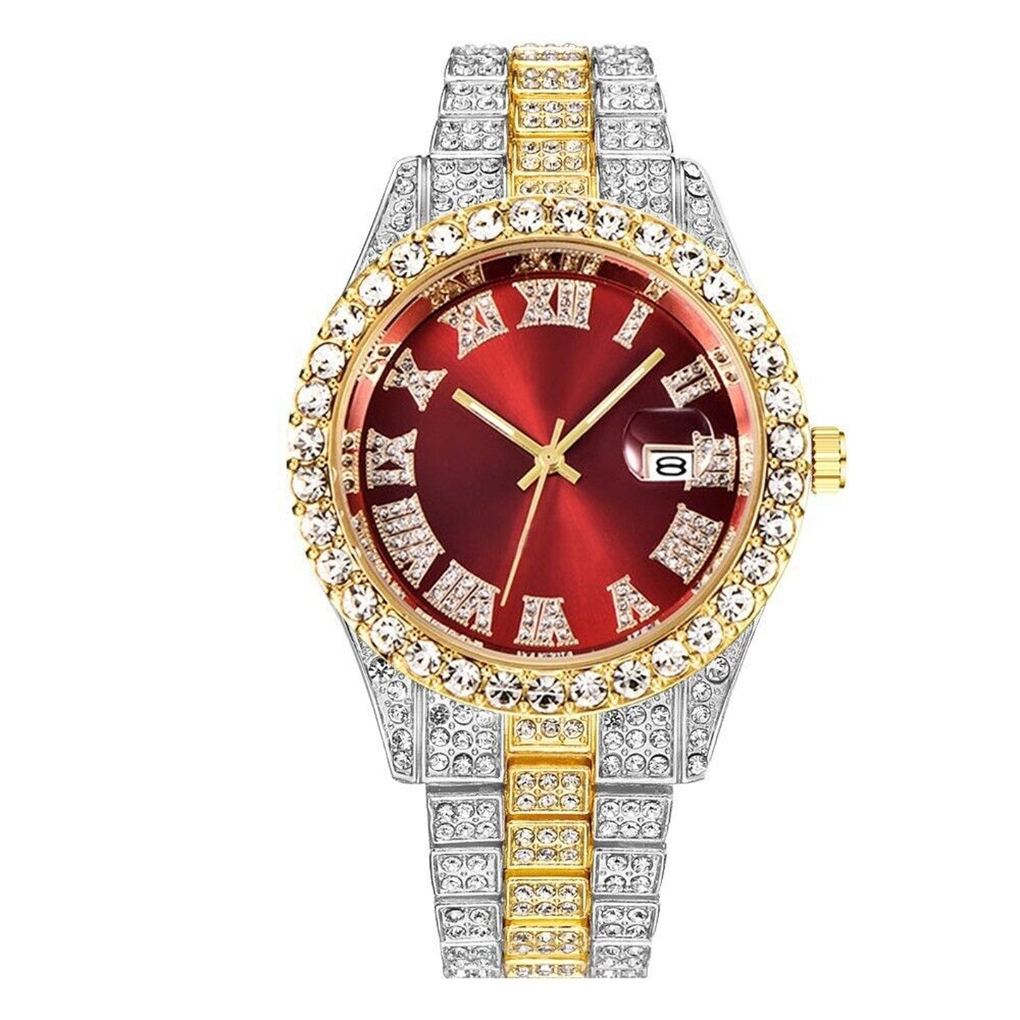 Men Luxury Hip Hop Watch Iced Bling Diamond with Stainless Steel Band