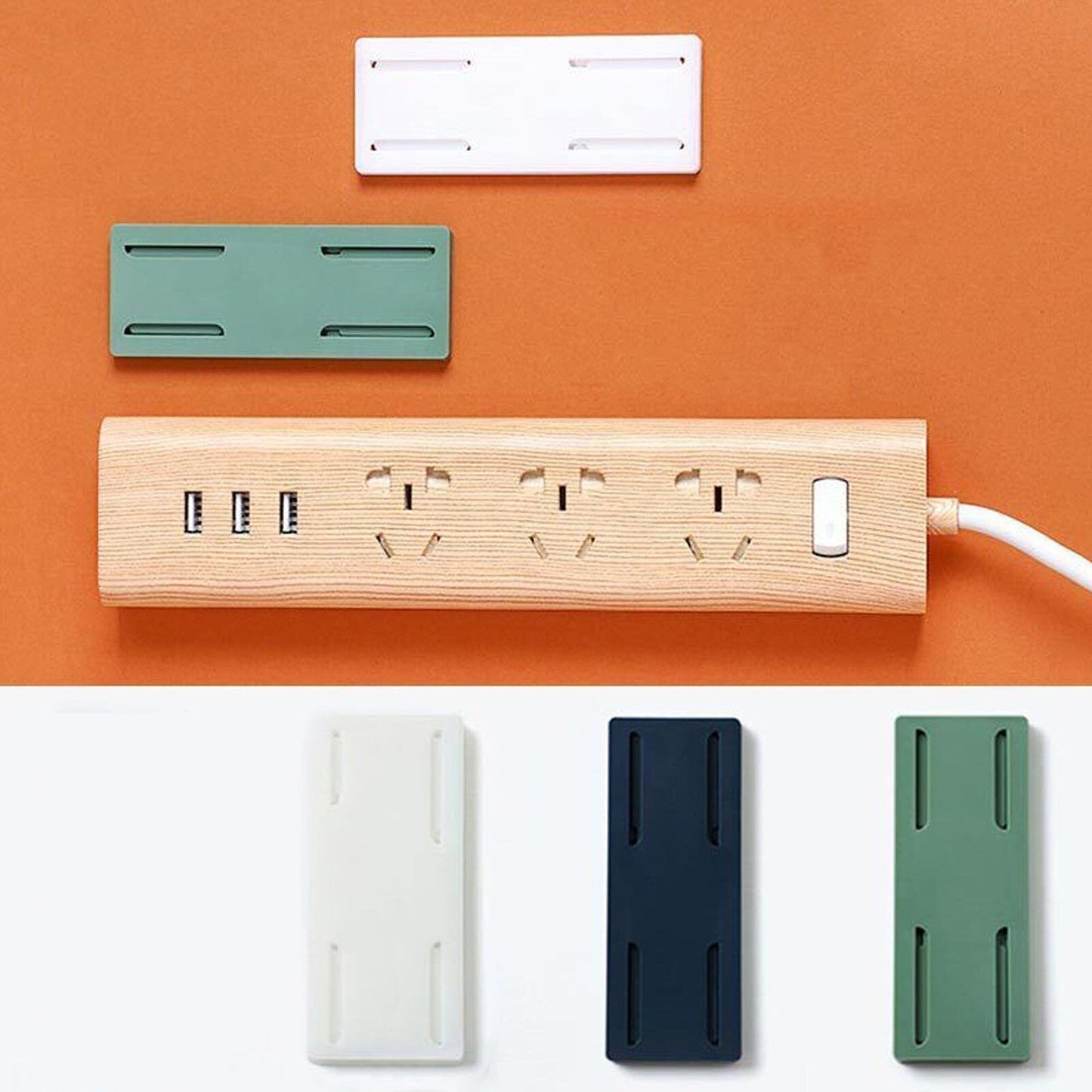 Self-Adhesive Wall-Mount Power Strip Fixer and Plug Organizer
